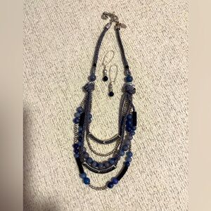 Chicos rope, beaded tiered necklace and earrings